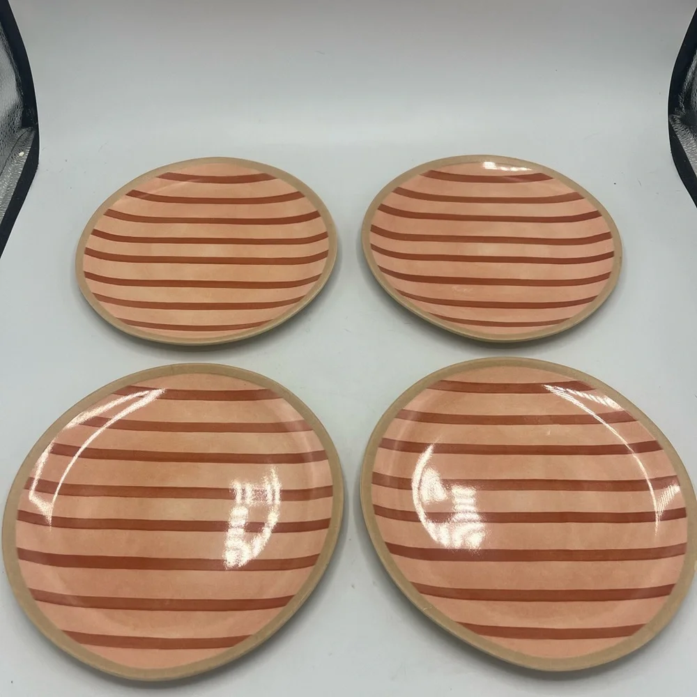 Target Tan and Brown Striped Dinner Plates